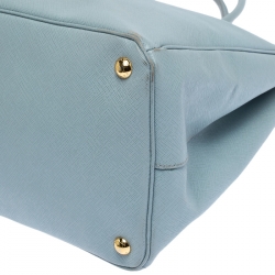 Pre Owned Prada Sky Blue Saffiano Lux Leather Large Gardener's Tote