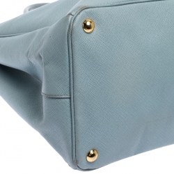 Pre Owned Prada Sky Blue Saffiano Lux Leather Large Gardener's Tote