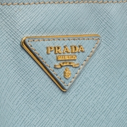 Pre Owned Prada Sky Blue Saffiano Lux Leather Large Gardener's Tote