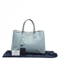 Pre Owned Prada Sky Blue Saffiano Lux Leather Large Gardener's Tote