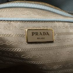Pre Owned Prada Sky Blue Saffiano Lux Leather Large Gardener's Tote