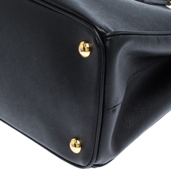 Pre Owned Prada Black Saffiano Leather Small Galleria Double Zip Tote