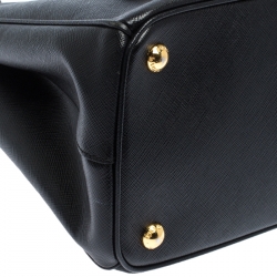 Pre Owned Prada Black Saffiano Leather Small Galleria Double Zip Tote