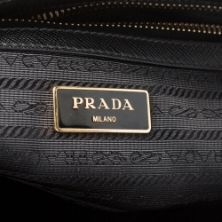 Pre Owned Prada Black Saffiano Leather Small Galleria Double Zip Tote
