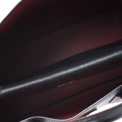 Pre Owned Prada Black Saffiano Cuir Leather Medium Double Handle Tote