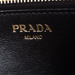 Pre Owned Prada Black Vitello Move Patent Leather Zip Around Wallet