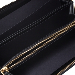 Pre Owned Prada Black Vitello Move Patent Leather Zip Around Wallet