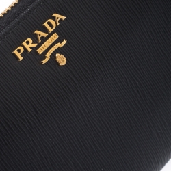 Pre Owned Prada Black Vitello Move Patent Leather Zip Around Wallet