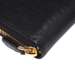 Pre Owned Prada Black Vitello Move Patent Leather Zip Around Wallet