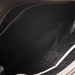 Pre Owned Prada Grey Saffiano Lux Leather Large Galleria Double Zip Tote