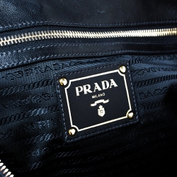 Pre Owned Prada Black Tessuto Gaufre Nylon and Leather Tote 