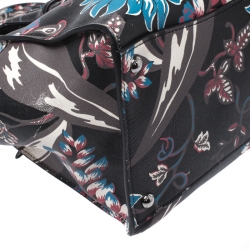 Pre Owned Prada Black/Multicolor Floral Print Leather Sound Lock Tote