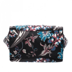 Pre Owned Prada Black/Multicolor Floral Print Leather Sound Lock Tote