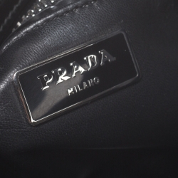 Pre Owned Prada Black Patent Leather Spazzolato Flower Top Handle Bag