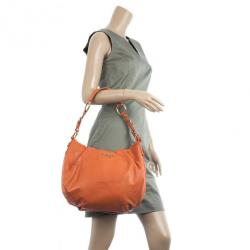 Pre Owned Prada Orange Large Soft Calf Hobo