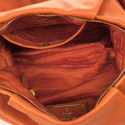 Pre Owned Prada Orange Large Soft Calf Hobo