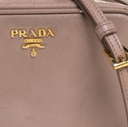 Pre Owned Prada Beige Saffiano Leather Camera Crossbody Bag