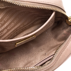 Pre Owned Prada Beige Saffiano Leather Camera Crossbody Bag
