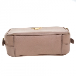 Pre Owned Prada Beige Saffiano Leather Camera Crossbody Bag