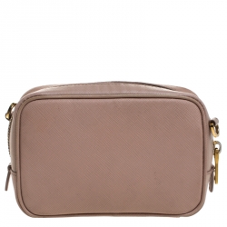Pre Owned Prada Beige Saffiano Leather Camera Crossbody Bag