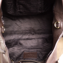 Pre Owned Prada Brown/Green Nylon and Leather Buckle Tote