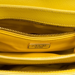 Pre Owned Prada Yellow Saffiano Leather Mini Sound Top Handle Bag