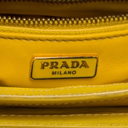 Pre Owned Prada Yellow Saffiano Leather Mini Sound Top Handle Bag