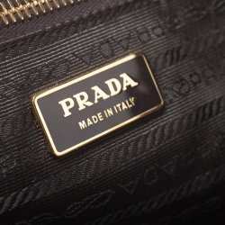 Pre Owned Prada Brown Saffiano Lux Leather Executive Double Zip Tote