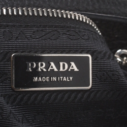Pre Owned Prada Black Pebbled Leather Small Baguette Bag