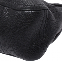 Pre Owned Prada Black Pebbled Leather Small Baguette Bag