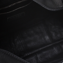 Pre Owned Prada Black Leather with Exotic Embossed Trim Small Shoulder Bag