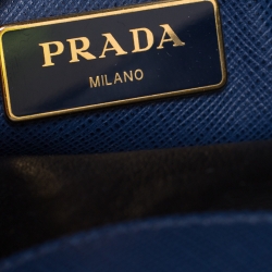 Pre Owned Prada Blue Saffiano Leather Triple Pocket Convertible Tote