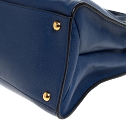 Pre Owned Prada Blue Saffiano Leather Triple Pocket Convertible Tote