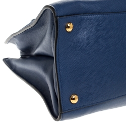 Pre Owned Prada Blue Saffiano Leather Triple Pocket Convertible Tote
