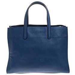 Pre Owned Prada Blue Saffiano Leather Triple Pocket Convertible Tote