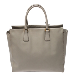 Pre Owned Prada Grey Saffiano Lux Leather Tote