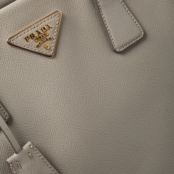Pre Owned Prada Grey Saffiano Lux Leather Tote