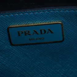 Pre Owned Prada Petroleum Green Saffiano Leather Triple Pocket Convertible Tote