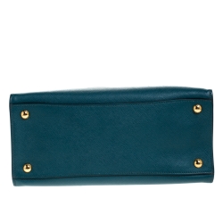Pre Owned Prada Petroleum Green Saffiano Leather Triple Pocket Convertible Tote