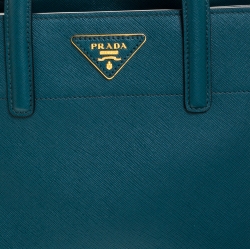Pre Owned Prada Petroleum Green Saffiano Leather Triple Pocket Convertible Tote