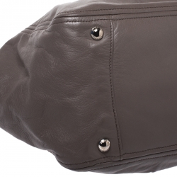 Pre Owned Prada Dark Grey Soft Leather Convertible Bag