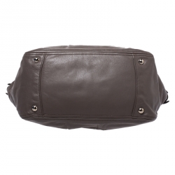 Pre Owned Prada Dark Grey Soft Leather Convertible Bag