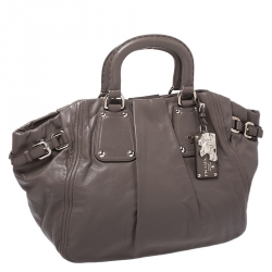 Pre Owned Prada Dark Grey Soft Leather Convertible Bag