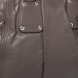 Pre Owned Prada Dark Grey Soft Leather Convertible Bag