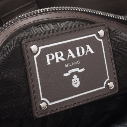 Pre Owned Prada Dark Grey Soft Leather Convertible Bag