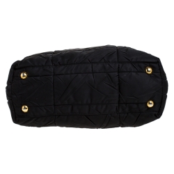 Pre Owned Prada Black Quilted Nylon and Patent Leather Tote