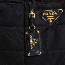 Pre Owned Prada Black Quilted Nylon and Patent Leather Tote