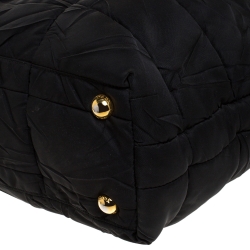 Pre Owned Prada Black Quilted Nylon and Patent Leather Tote