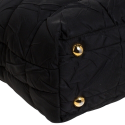 Pre Owned Prada Black Quilted Nylon and Patent Leather Tote