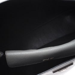 Pre Owned Prada Grey Saffiano Cuir Leather Medium Double Handle Tote